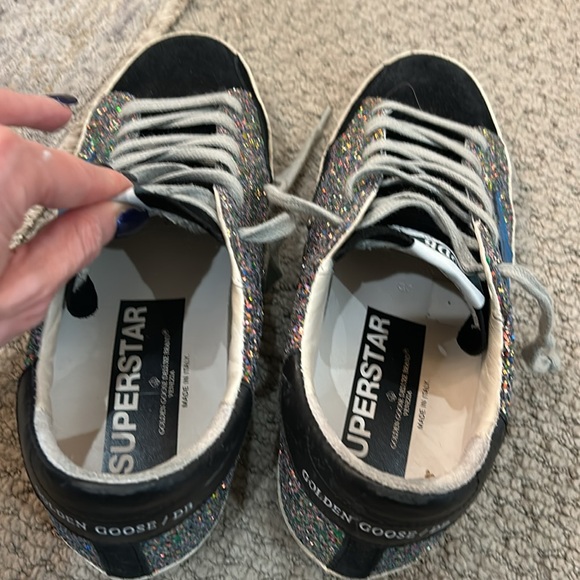 Golden Goose Superstar Sneaker Multi Glitter Metallic Turquoise Blue Star 37 - Picture 8 of 16
